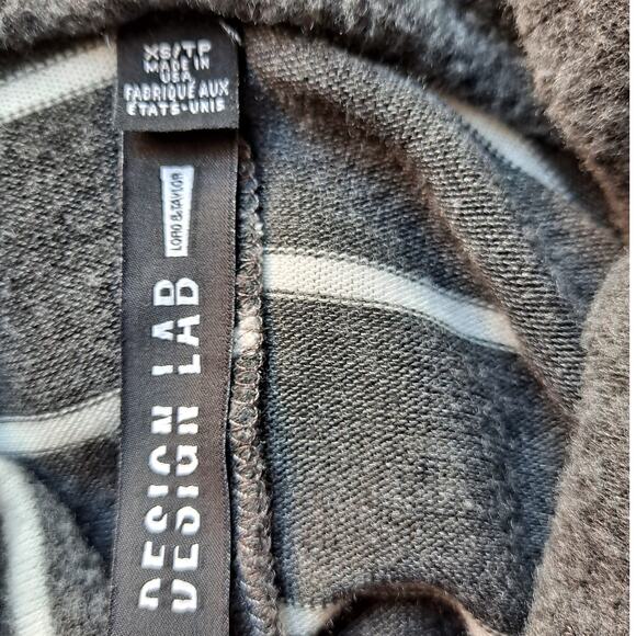 Design Lab Lord & Taylor Top Striped Cowl Neck Cold Shoulder Gray White Size XS - Picture 8 of 16